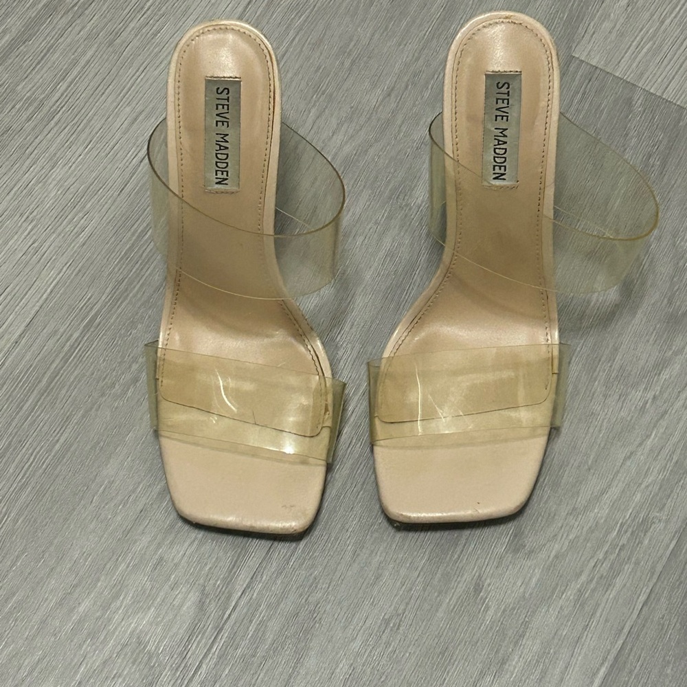 Steve Madden Clear Strap Heels - Nude